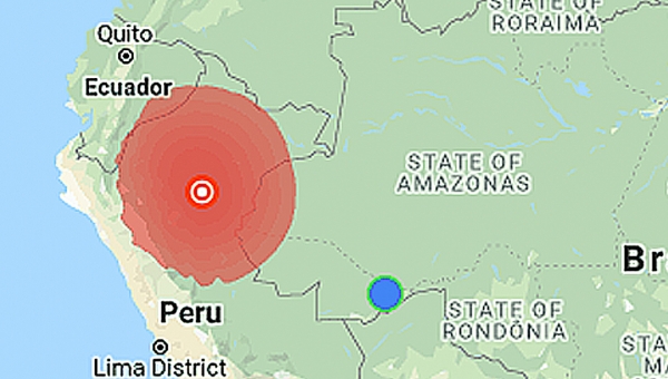 Tremor de terra no Peru é sentido com forte intensidade em Cruzeiro do Sul e municípios do Vale do Juruá 