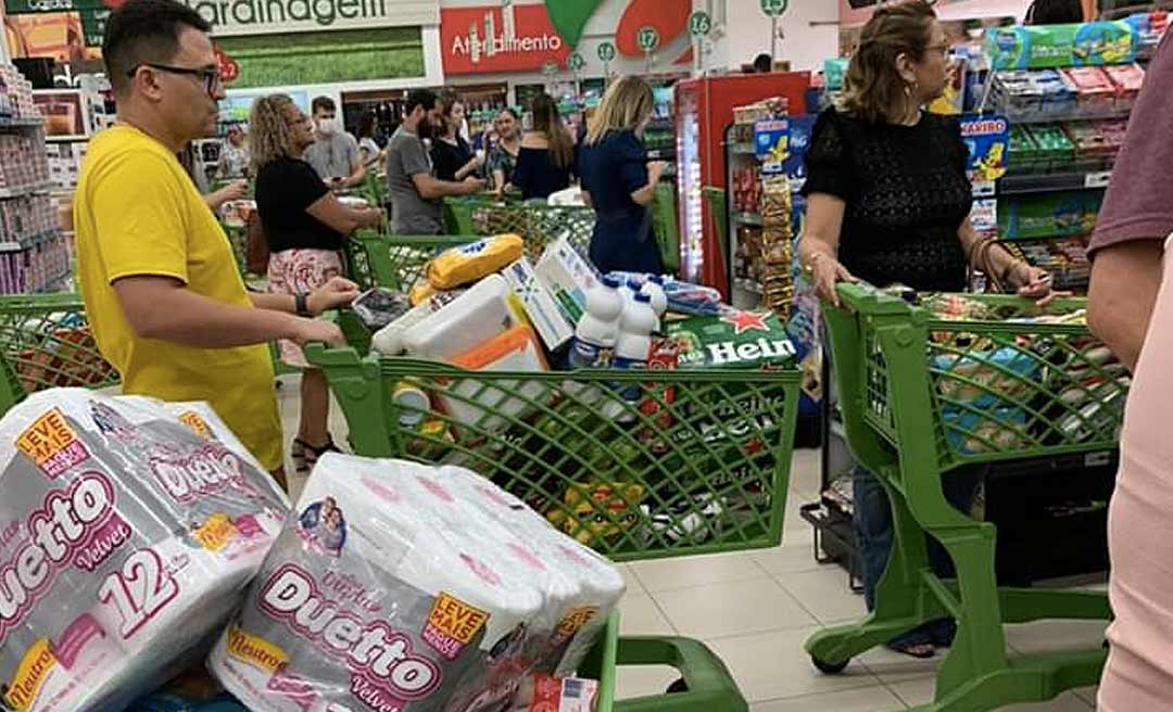 Coronavírus gera ambiente de pânico e correria aos supermercados no Acre