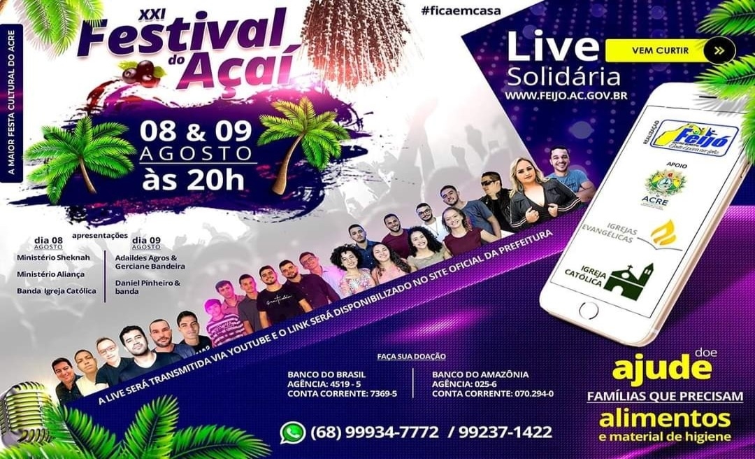 Festival do Açaí de Feijó ganha edição virtual este ano e reunirá cantores regionais