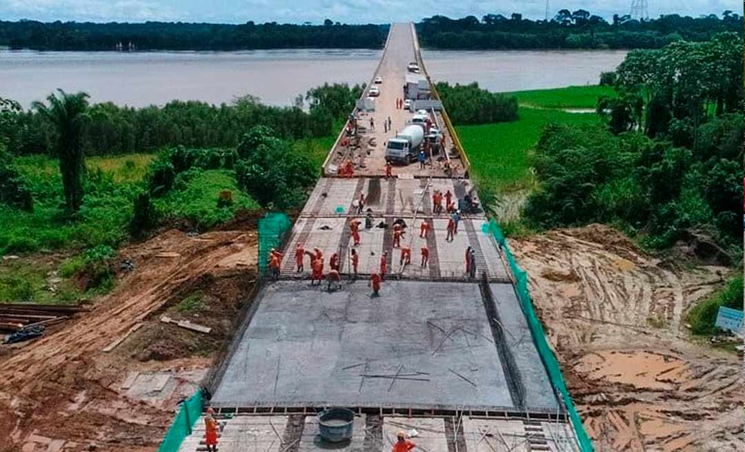 Obras da ponte do Madeira entram na reta final; Bolsonaro deve inaugurar este mês 