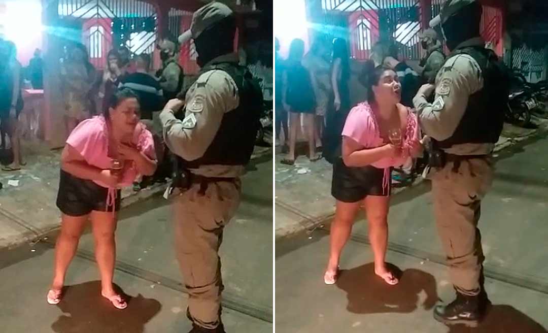 Cheia do álcool, mulher canta para policial durante abordagem no Aeroporto Velho