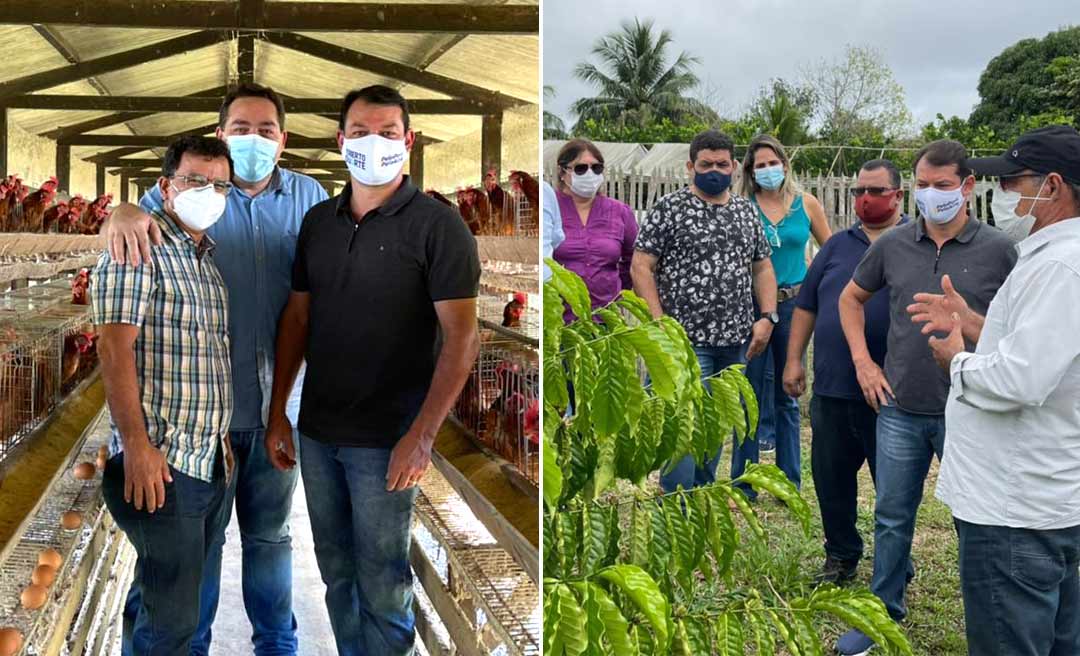 Em Mâncio Lima, deputado estadual Roberto Duarte visita granja e plantação de café