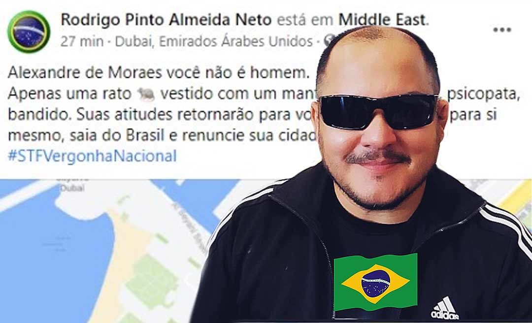 Filho de Edmundo Pinto chama ministro Alexandre de Moraes de “rato, vestido com um manto preto”