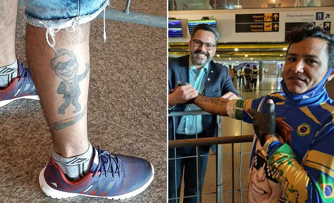 Louco por Bolsonaro, mecânico tatua caricatura do presidente na perna