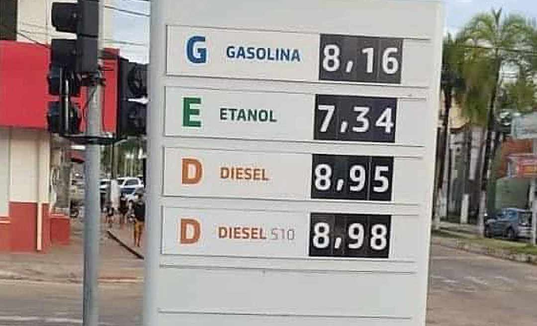 Em Cruzeiro do Sul, diesel S10 custa R$ 8,98 e a gasolina, R$ 8,16