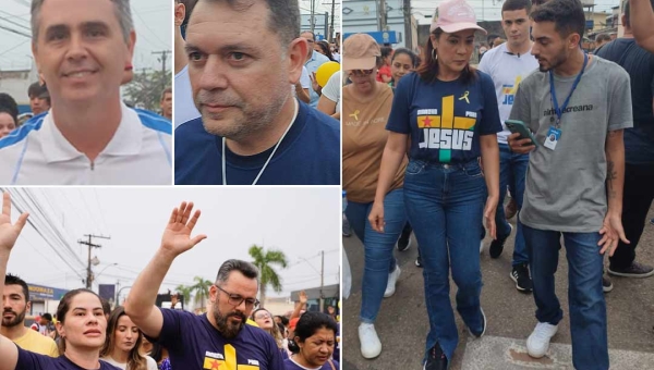 Pré-candidatos a prefeito, deputados, senador e governadora em exercício vão à Marcha para Jesus em Rio Branco