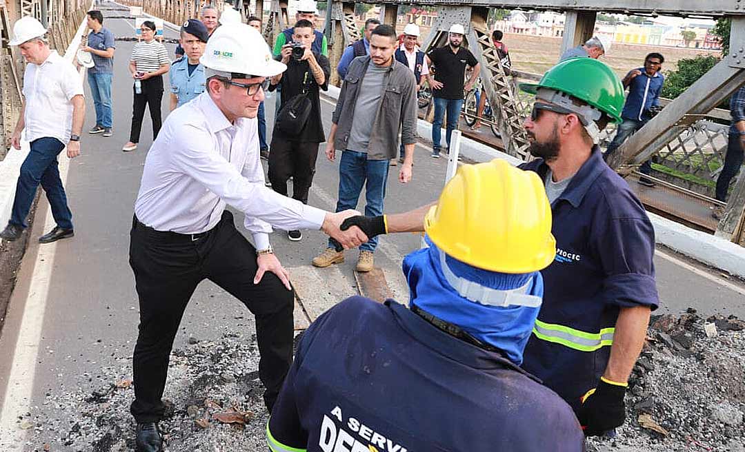 Gladson Cameli inspeciona obras de reforço na ponte Juscelino Kubitschek