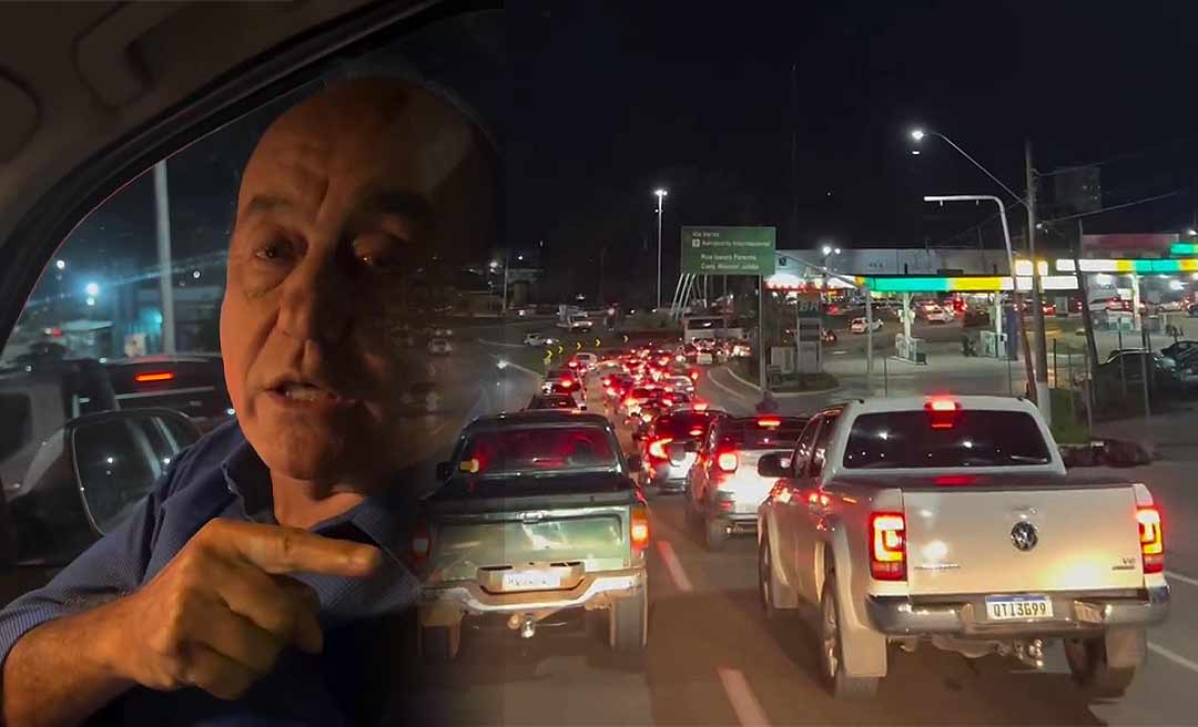 Bocalom enfrenta engarrafamento próximo a AABB, reafirma que viaduto será a solução para o trânsito no local e cutuca críticos