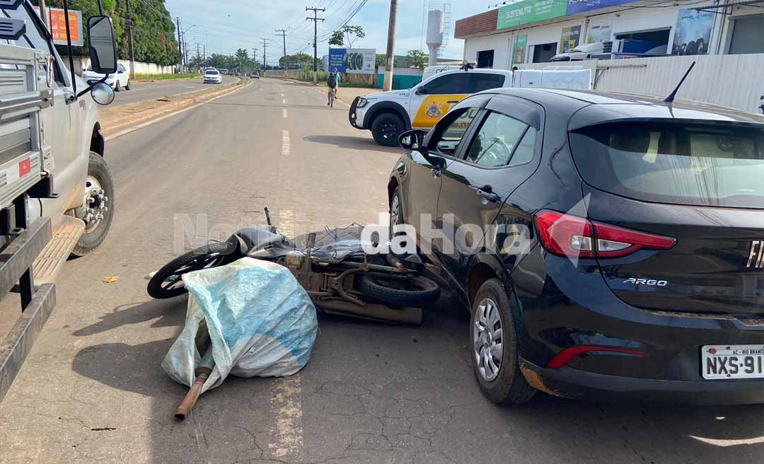 Idoso tem perna amputada após ser atropelado por moto e carro no Segundo Distrito de Rio Branco