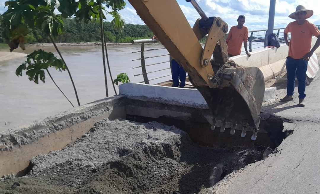 Dnit trabalha na recuperação da ponte sobre o Rio Tarauacá, na BR-364