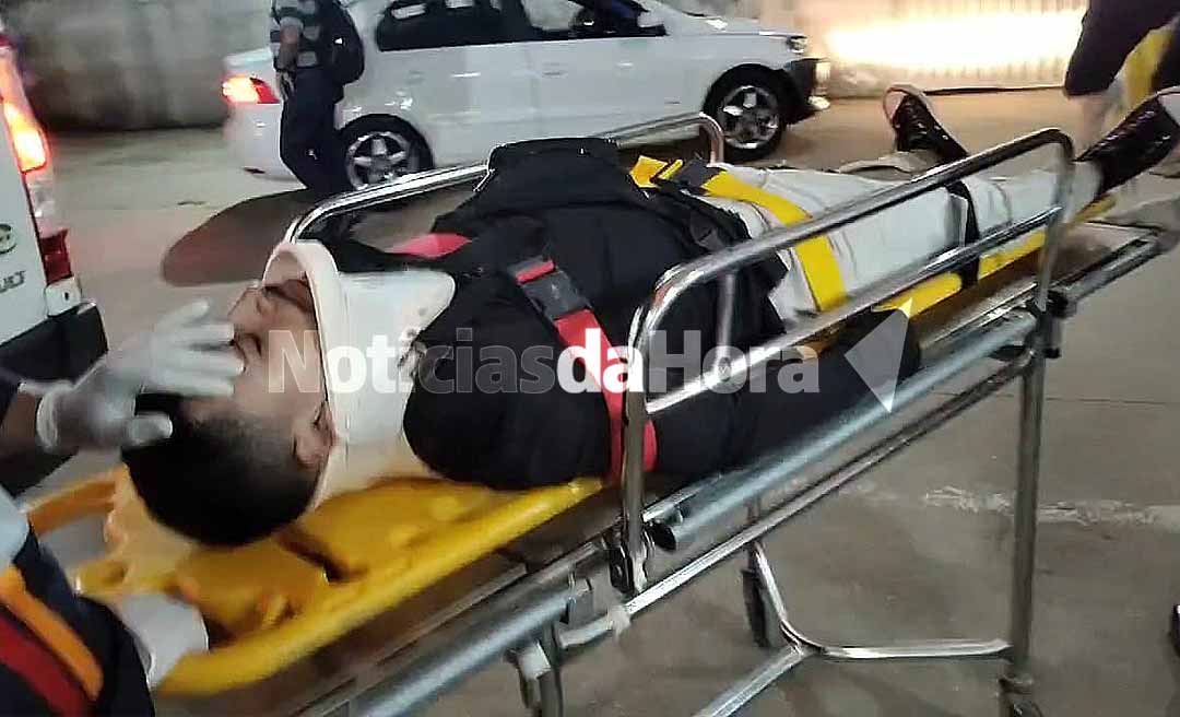 Colisão entre camionete e moto deixa duas pessoas feridas no bairro Nova Esperança