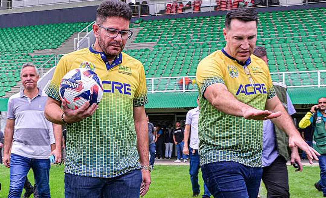 Ao lado de Ney Amorim, Gladson visita obras do Arena da Floresta e cogita criar Secretaria de Esportes