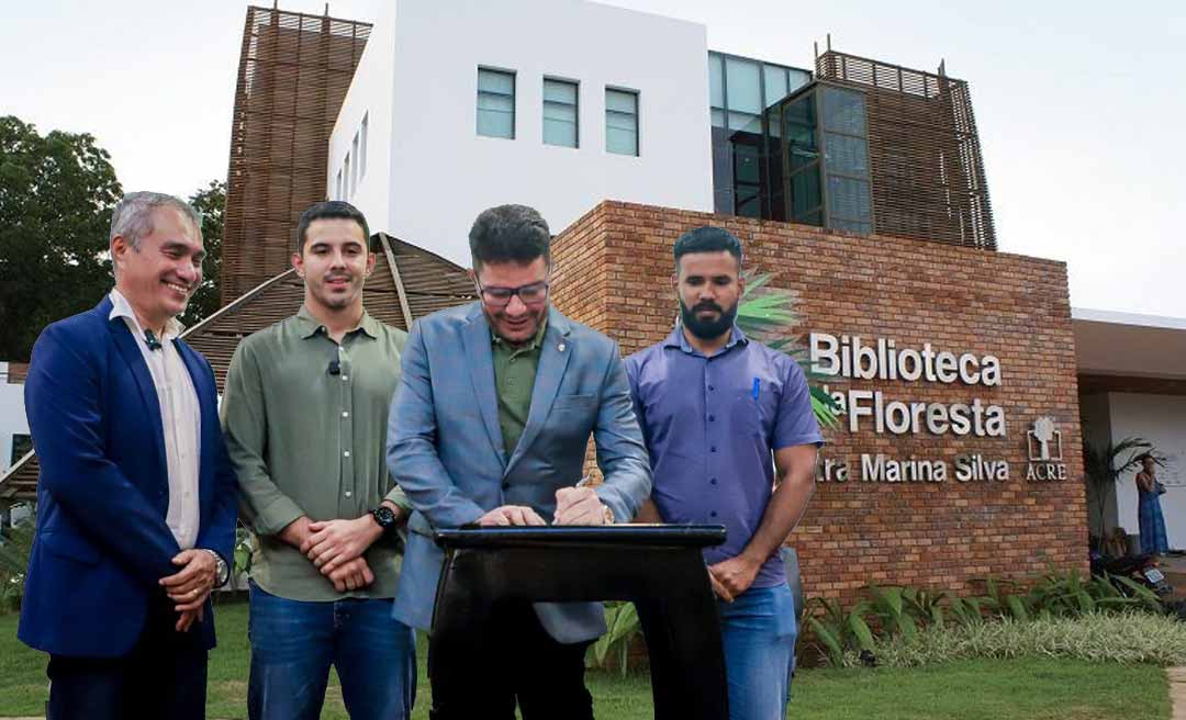 Gladson Cameli assina ordem de serviço para recuperação da Biblioteca da Floresta e entrega equipamentos ao Idaf