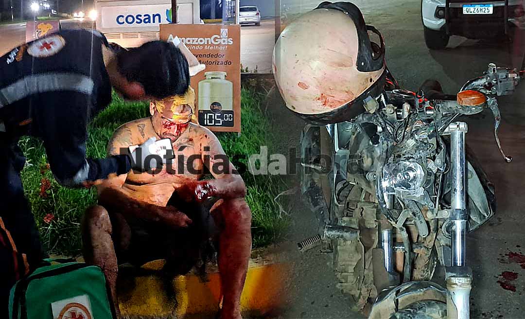 Conversão proibida gera mais um acidente na AC-40 e deixa motociclista em estado grave