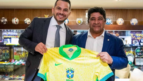 Após tomar posse no STJD, Rodrigo Aiache se reúne com presidente da CBF Ednaldo Rodrigues