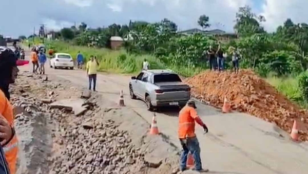 Dnit libera trecho da BR-364 que rompeu próximo ao município de Tarauacá após intensas chuvas
