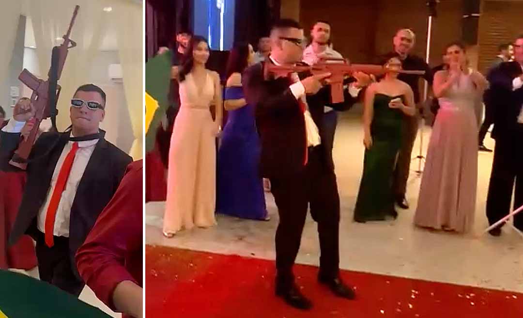 Em Rio Branco, formando em Direito entra em baile com fuzil de brinquedo ao som de “Baile de Favela" em homenagem ao ex-presidente Jair Bolsonaro