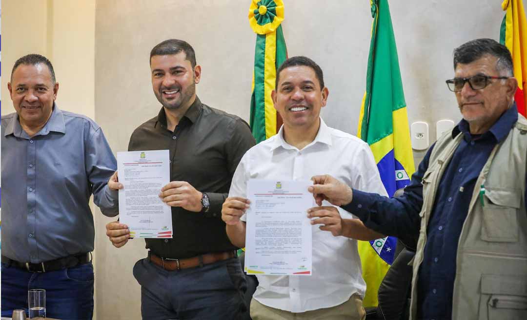 Prefeito Jerry Correia recebe presidente da Aleac e líder do governo para tratar do desenvolvimento de Assis Brasil