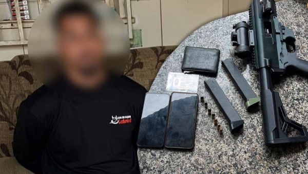 Homem preso em flagrante com metralhadora já usava tornozeleira e ganha liberdade após audiência de custódia