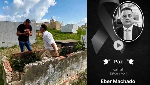 Vereador Eber Machado exuma críticas direto do Cemitério Jardim da Saudade: “Olha a ossada aí”