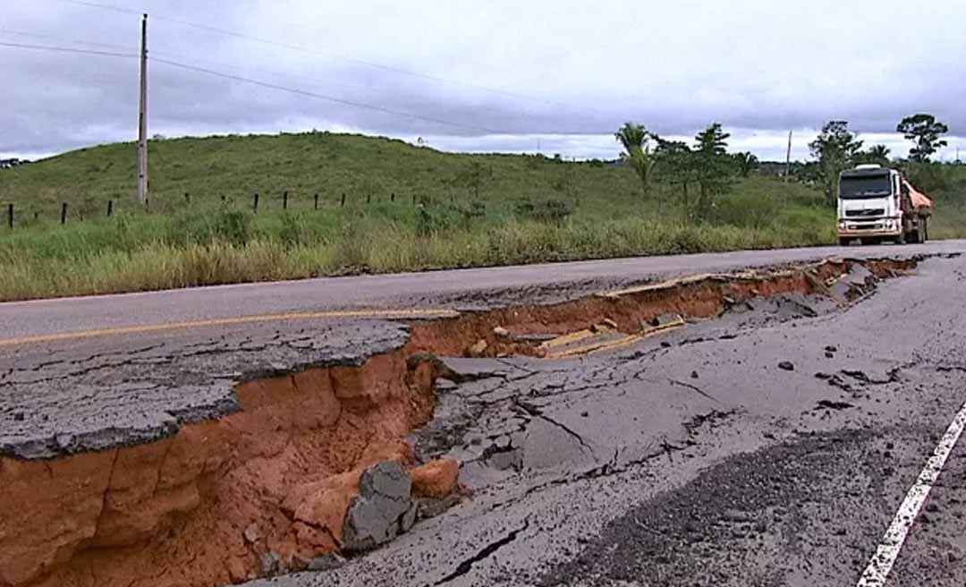 Com risco de isolar o Vale do Juruá, trecho da BR-364 conhecido como ‘Vale das Erosões’ já tem empresa selecionada para a recuperação