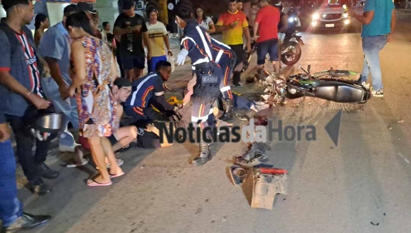 Triplo atropelamento deixa três pessoas feridas no bairro da Glória, região da Baixada da Sobral