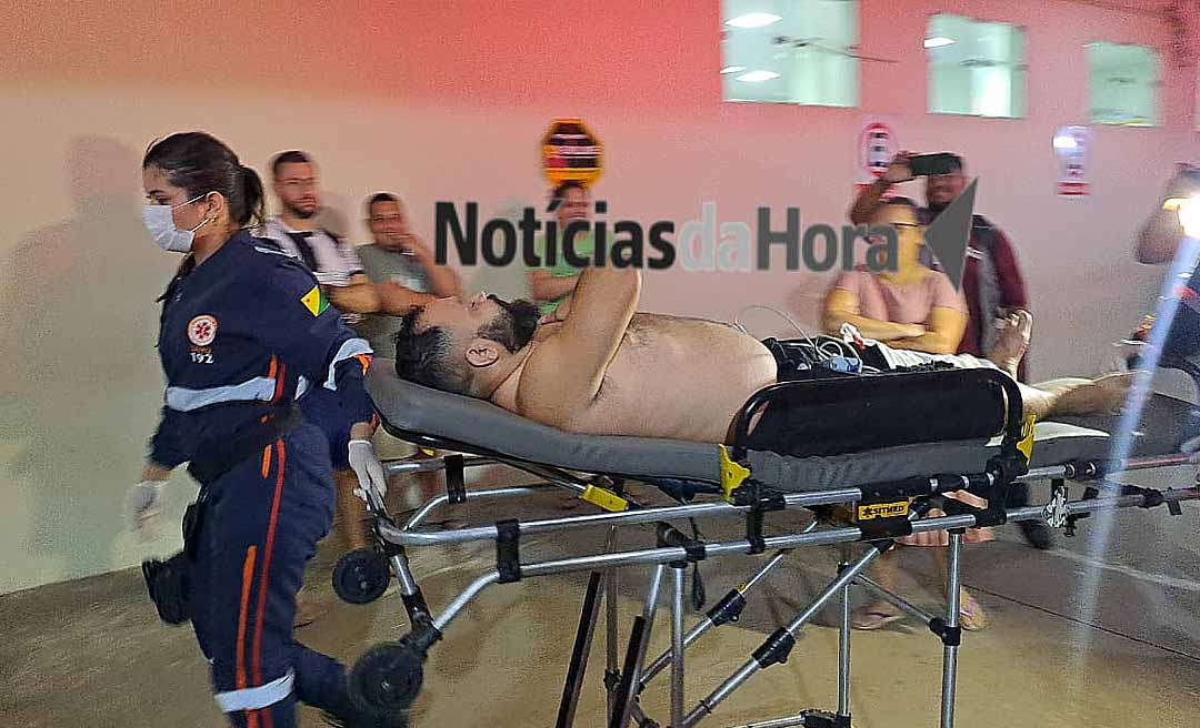 Motociclista fica ferido após colisão entre motos em avenida movimentada de Rio Branco; vítima sofreu fratura na costela e várias escoriações pelo corpo
