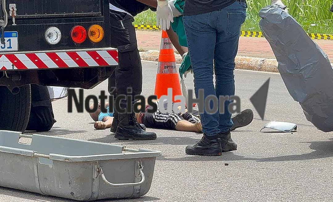 Idoso de 65 anos morre após acidente envolvendo motocicleta e caminhonete na Via Chico Mendes, em Rio Branco