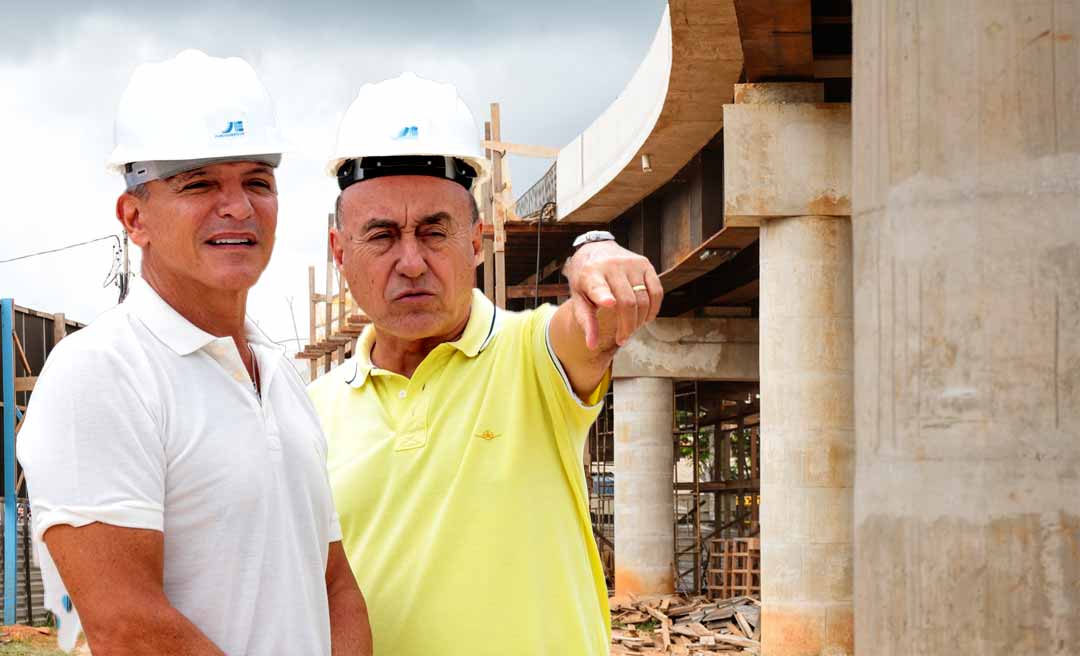 Prefeito Tião Bocalom e senador Márcio Bittar vistoriaram obras do Mercado Elias Mansour e do Viaduto Mamédio Bittar em Rio Branco