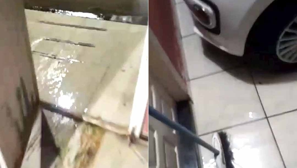 Morador denuncia invasão de água da chuva em residência no bairro Estação Experimental, em Rio Branco, devido ao esgoto entupido