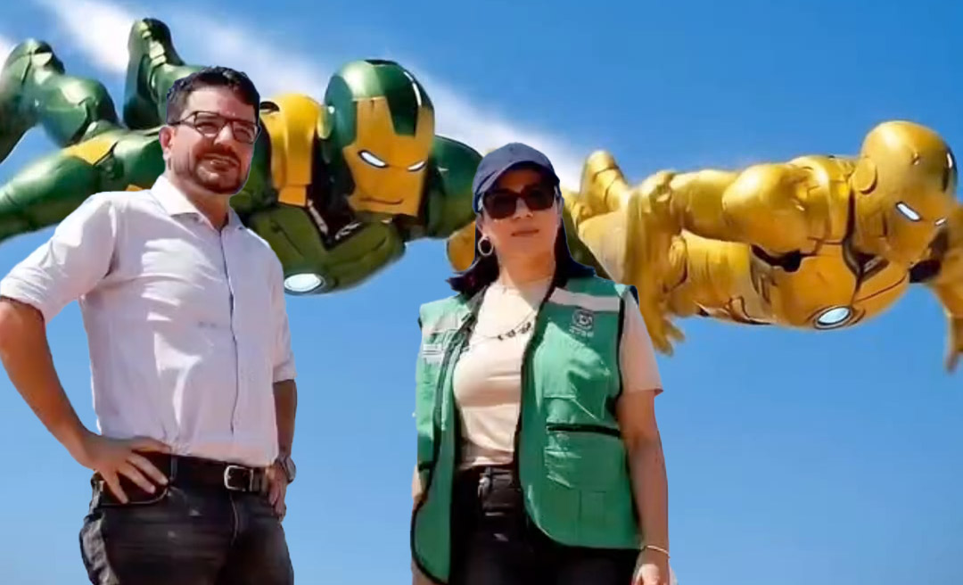 Transformados em super-heróis, Gladson e Mailza usam redes sociais para destacar obras e investimentos no Acre