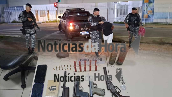 Policiais militares do GIRO apreendem menor de 16 anos com armas de fogo no bairro Rosa Linda
