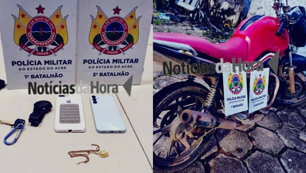 Dupla é presa após roubo e furto de motocicleta no bairro Morada do Sol, em Rio Branco