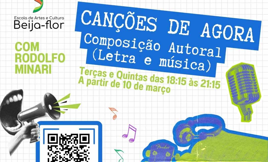 Curso gratuito de composição musical segue com vagas abertas na Escola de Artes e Cultura Beija-Flor