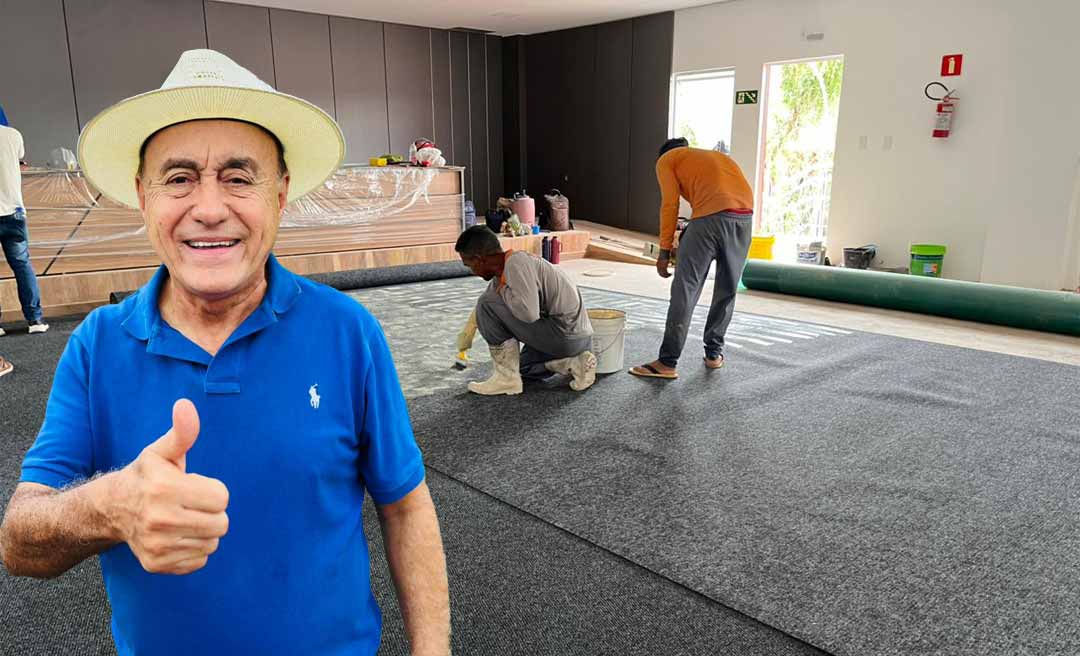 Prefeito de Rio Branco, Tião Bocalom acompanha detalhes finais para entrega da nova sede da RBPrev