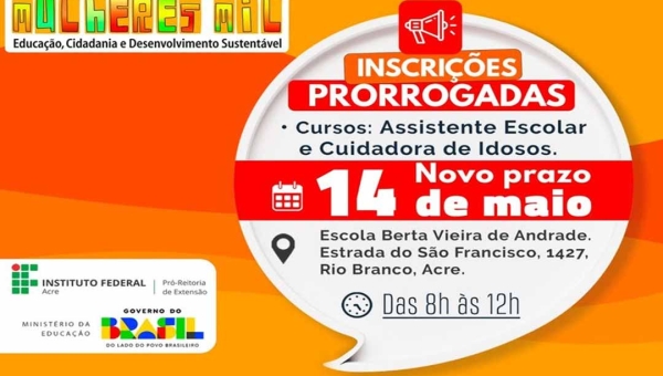 Inscrições do Programa Mulheres Mil serão realizadas até a próxima quinta-feira (14.05)