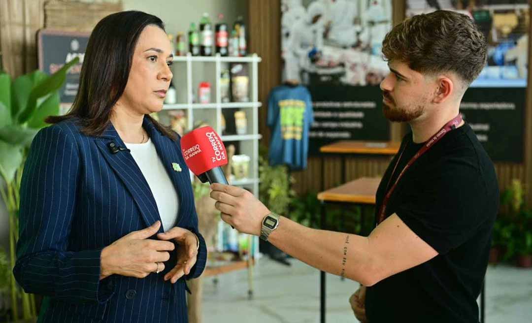 Governadora Mailza destaca força da produção acreana e conexão com o Pacífico em entrevista a agência internacional durante evento no Rio de Janeiro