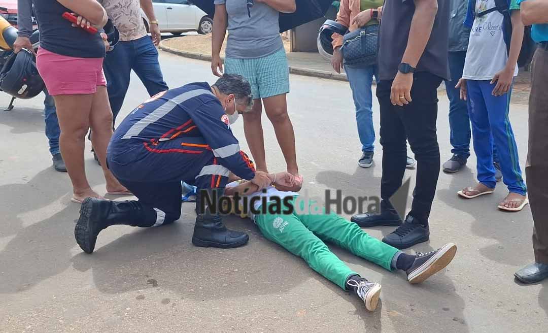 Entregador fica em estado gravíssimo após atropelar adolescente e sofrer fratura exposta no crânio em Rio Branco