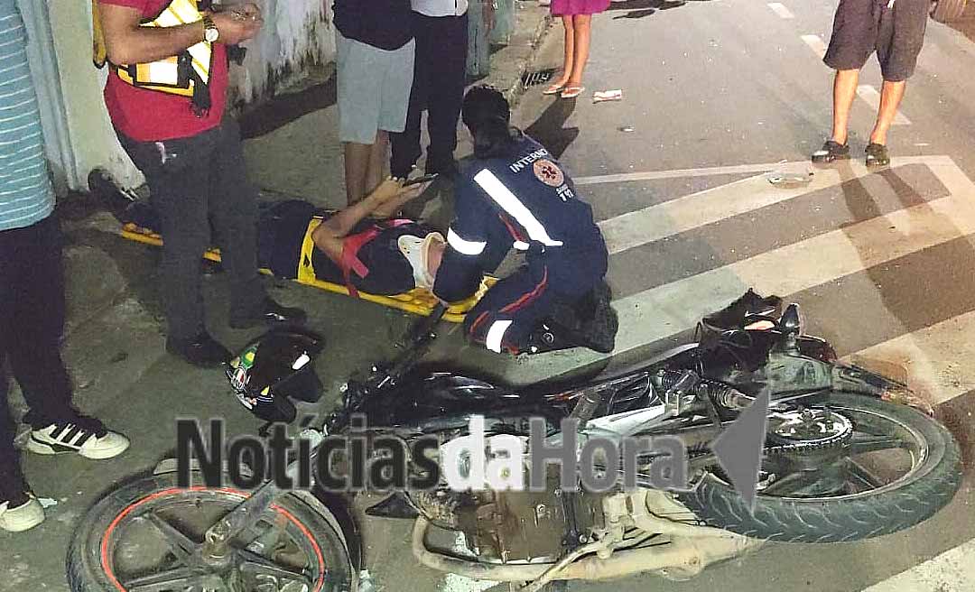 Colisão entre motocicletas deixa jovem em estado grave e quatro feridos em Rio Branco