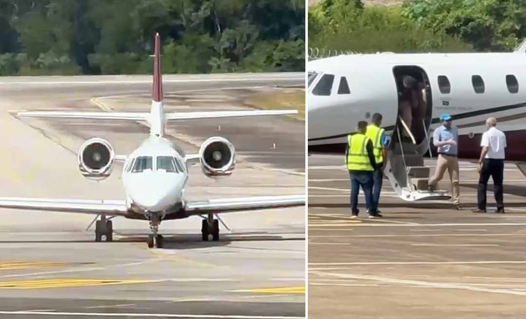 Com amigos, Gladson chega a Rio Branco em jato luxuoso e fala em “continuar trabalho”